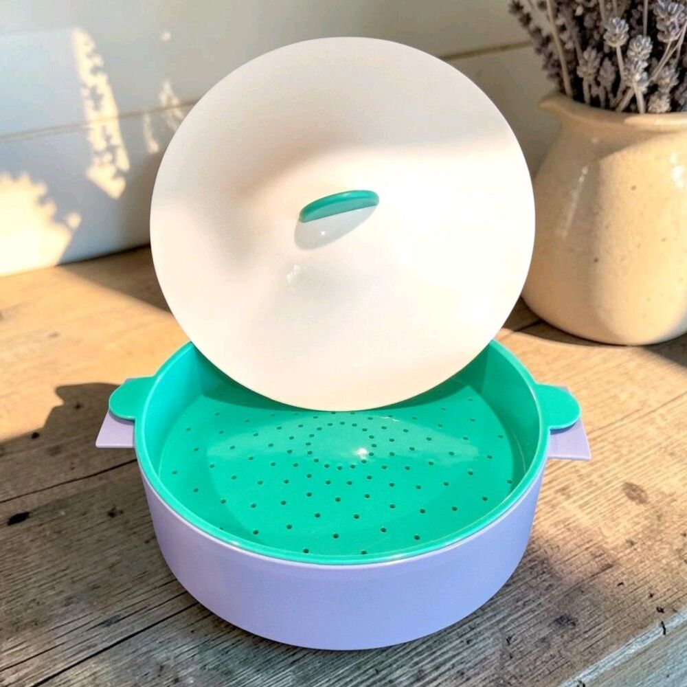 Tupperware Vintage 3 Piece Microwave Steamer bottom, lid and steamer insert